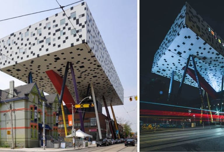 A modern municipal center representing progress
